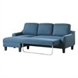 Scranton & Co Chaise Sleeper Sofa in Blue Fabric with Black Legs