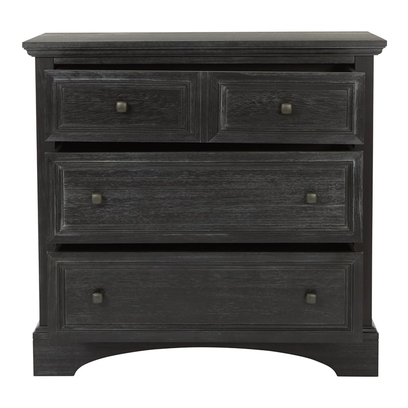 Scranton & Co Farmhouse 3-Drawer Chest in Rustic Black Finish
