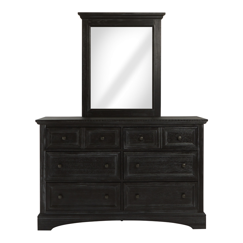 Scranton & Co Farmhouse Mirror in Rustic Black - Engineered Wood
