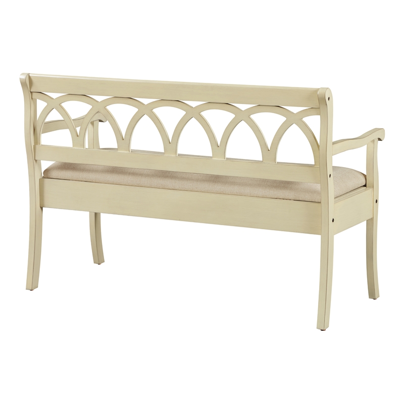 Scranton & Co Storage Bench in Antique White with Beige Cushion