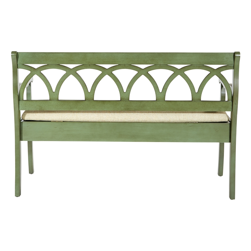 Scranton & Co Storage Bench in Antique Sage Green - Beige Cushion