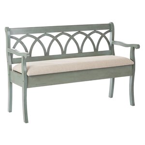 Scranton & Co Storage Bench in Antique Sage Green - Beige Cushion