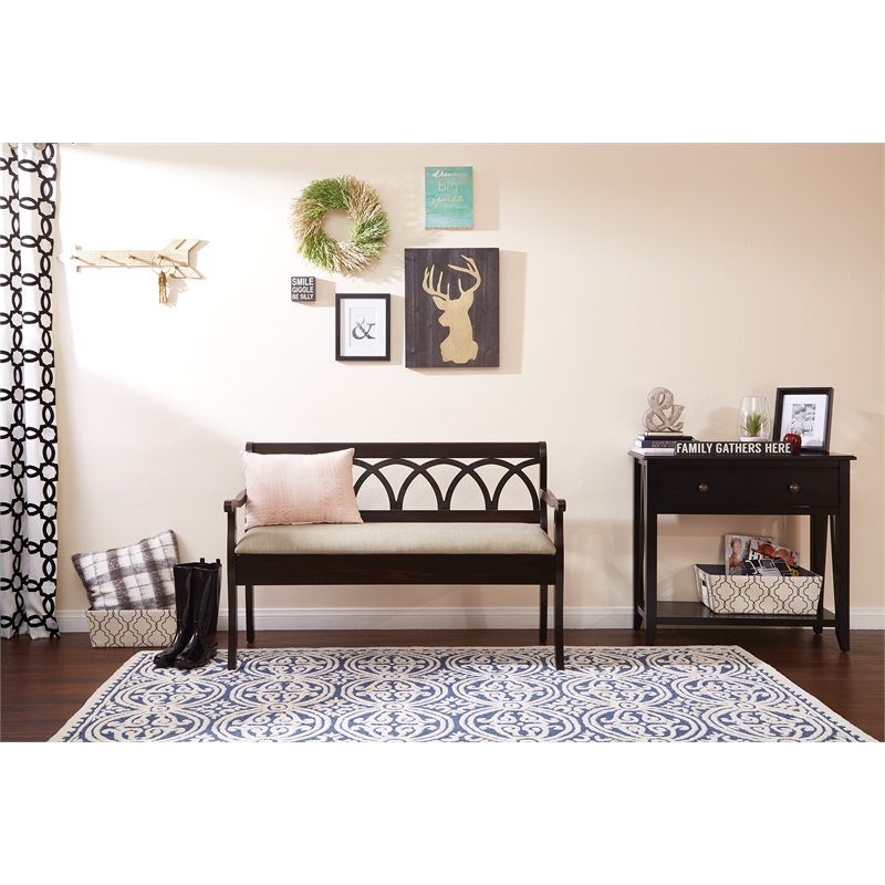 Scranton & Co Storage Bench in Antique Black with Beige Cushion