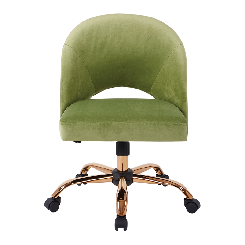 Scranton & Co Glam Office Chair in Garden Green - Rose Gold Base