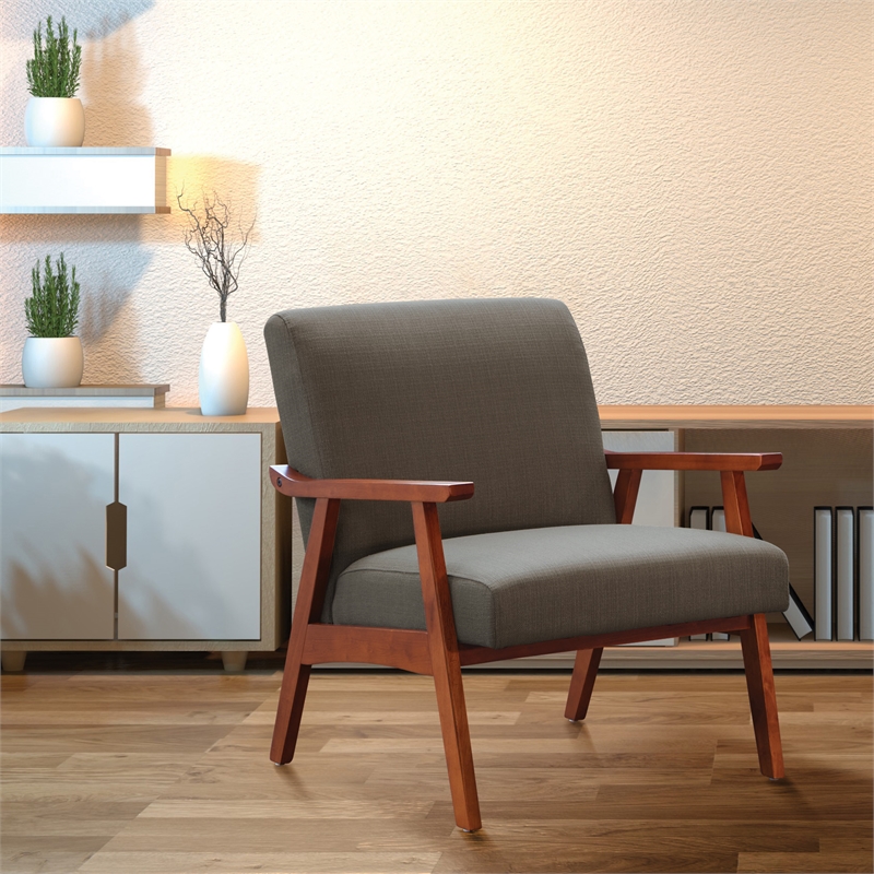 Scranton & Co Mid-Century Arm Chair in Otter Brown - Espresso Frame
