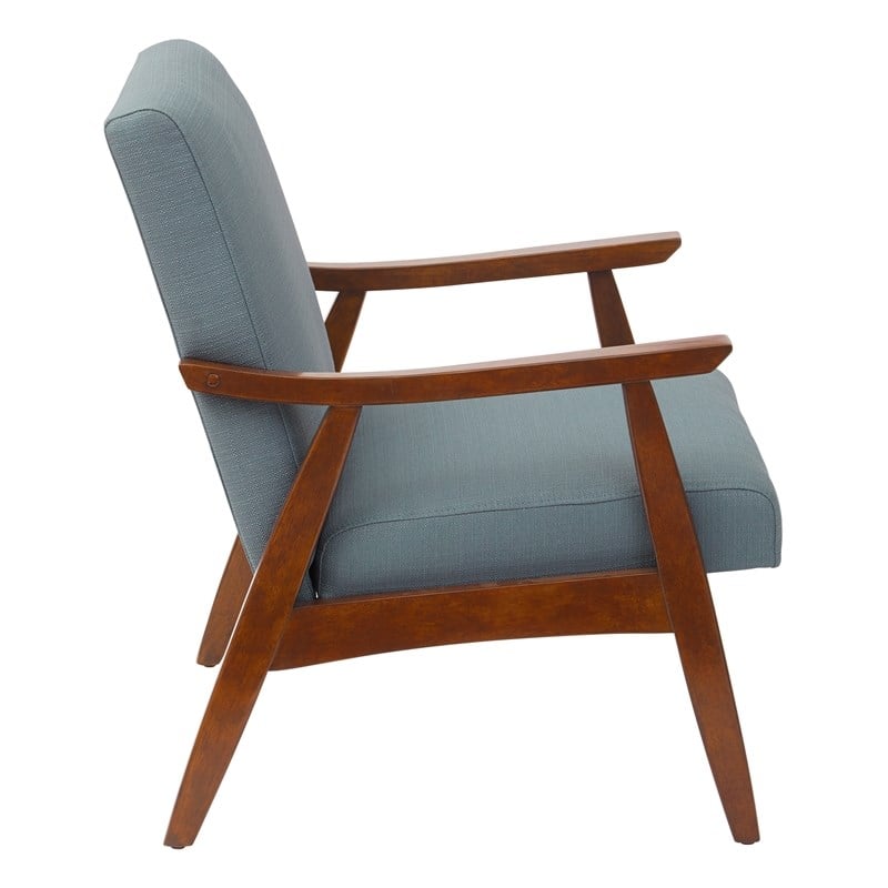 Scranton & Co Mid-Century Arm Chair in Sea Blue - Espresso Frame