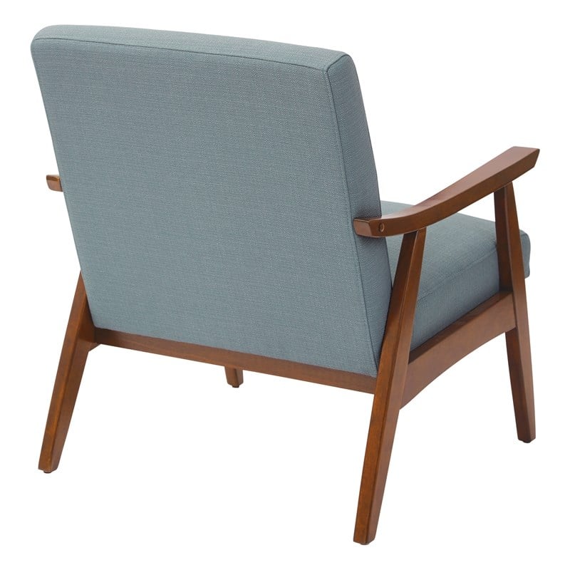 Scranton & Co Mid-Century Arm Chair in Sea Blue - Espresso Frame