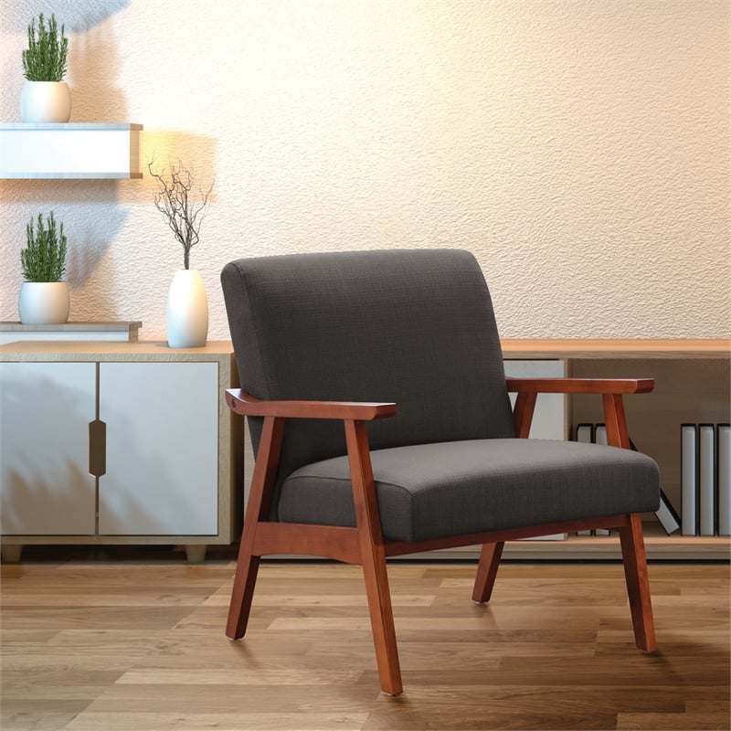 Scranton & Co Mid-Century Arm Chair in Charcoal Gray - Espresso