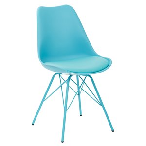 Scranton & Co Mod-Inspired Side Chair in Teal Blue - 4-Leg Base