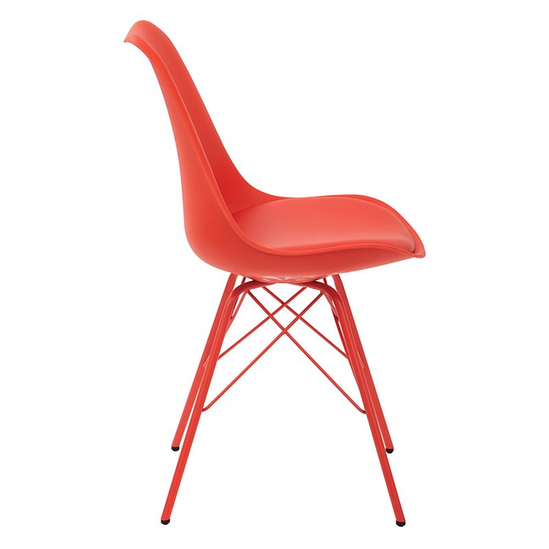 Scranton & Co Contemporary Mod-Inspired Side Chair in Red - 4-Leg Base