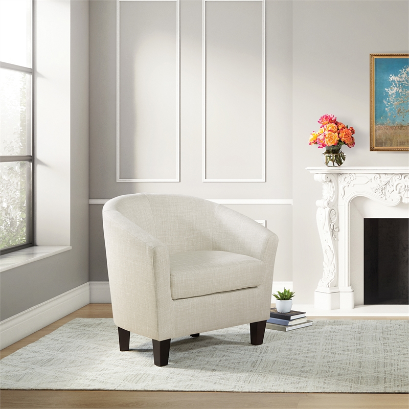 Scranton & Co Contemporary Tub Chair in Linen Beige - Espresso Legs
