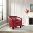 Scranton & Co Tub Chair in Cranberry Red Faux Leather - Espresso Legs