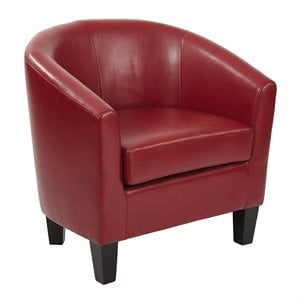 Scranton & Co Tub Chair in Cranberry Red Faux Leather - Espresso Legs