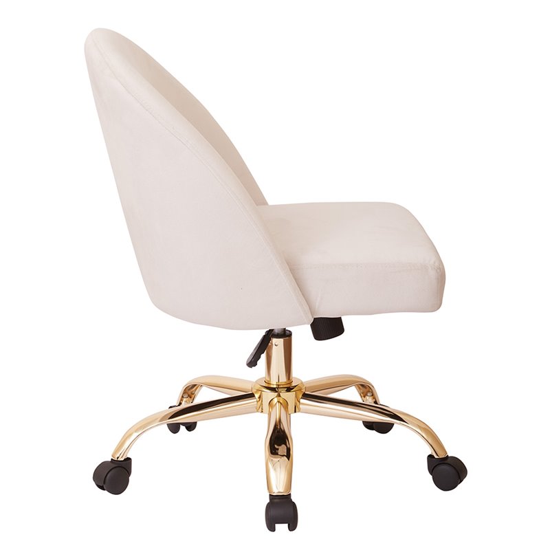 Scranton & Co Mid-Back Office Chair in Oyster Beige Velvet - Gold Base