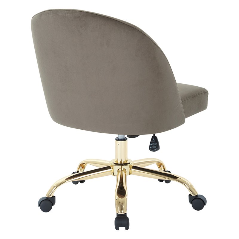 Scranton & Co Mid-Back Office Chair in Otter Gray Velvet - Gold Base
