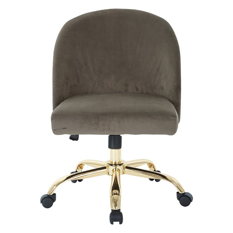 Scranton & Co Mid-Back Office Chair in Otter Gray Velvet - Gold Base