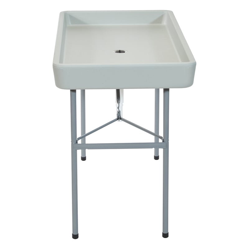 Scranton & Co Folding Beverage Ice Cooler Table with Sateen Skirt