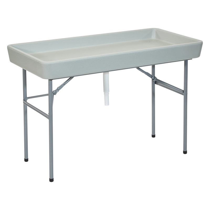 Scranton & Co Folding Beverage Ice Cooler Table with Sateen Skirt