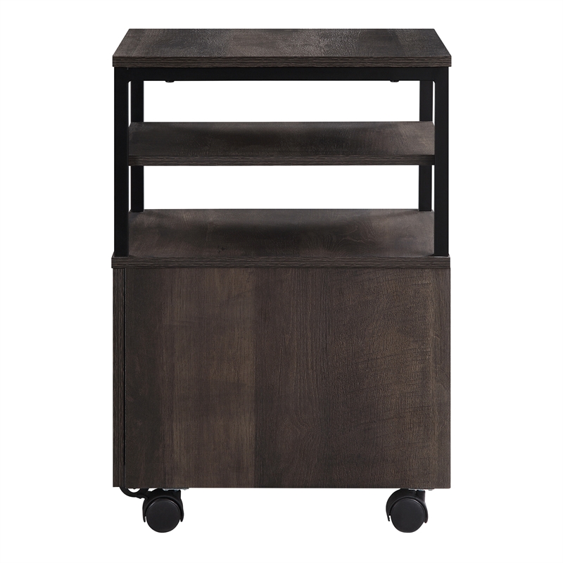 Scranton & Co Mobile Storage Cart in Ozark Ash with Black Metal Frame