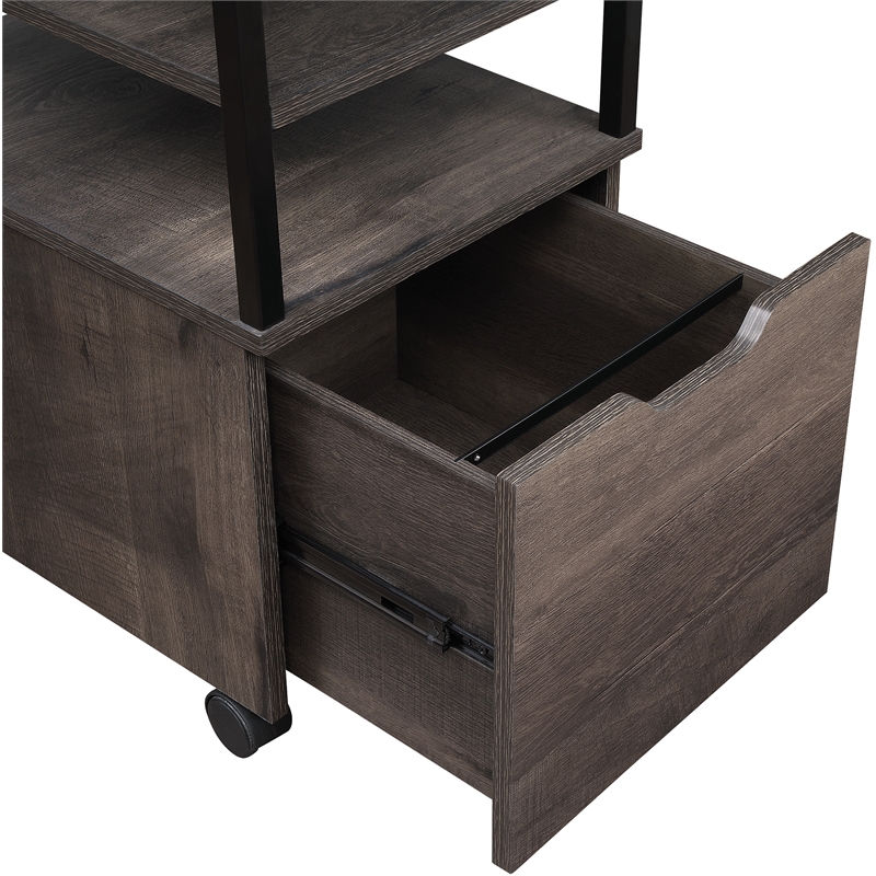Scranton & Co Mobile Storage Cart in Ozark Ash with Black Metal Frame