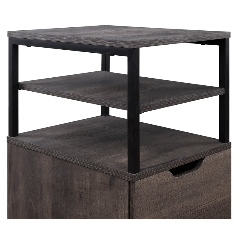 Scranton & Co Mobile Storage Cart in Ozark Ash with Black Metal Frame