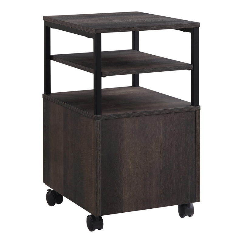 Scranton & Co Mobile Storage Cart in Ozark Ash with Black Metal Frame
