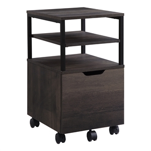 Scranton & Co Mobile Storage Cart in Ozark Ash with Black Metal Frame