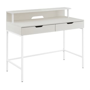 Scranton & Co 40&quot Desk with 2 Drawers and Shelf Hutch in White