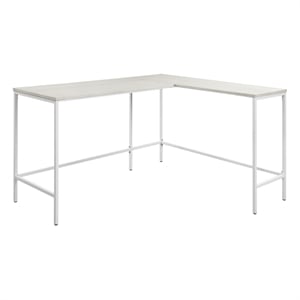 Scranton & Co 56&quot L-Shaped Desk in Campanula White - Steel Frame
