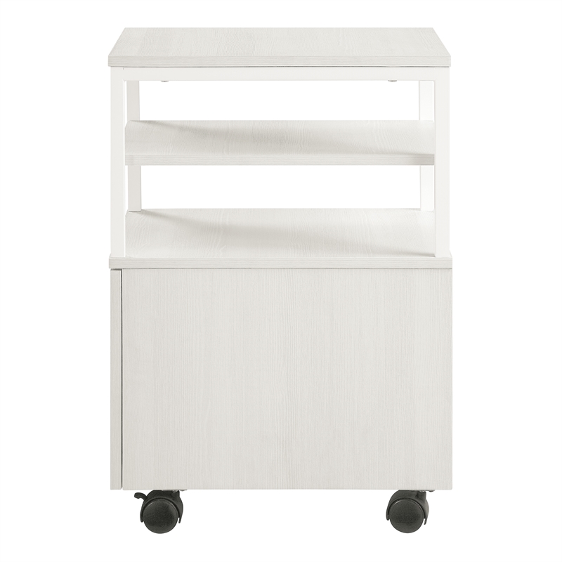 Scranton & Co Mobile Cart in Campanula White with Metal Frame