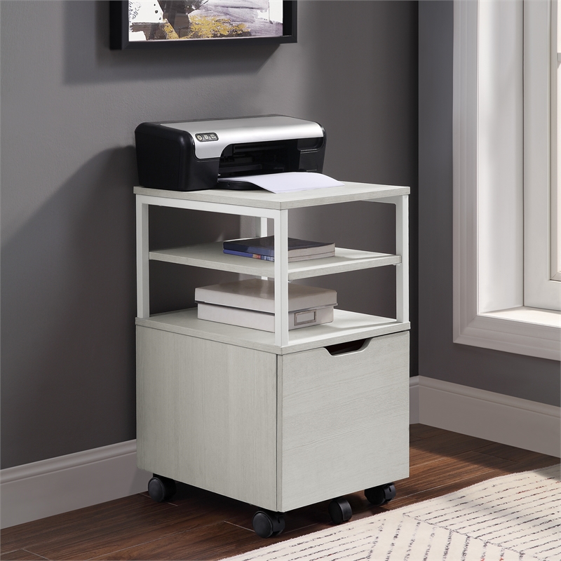 Scranton & Co Mobile Cart in Campanula White with Metal Frame