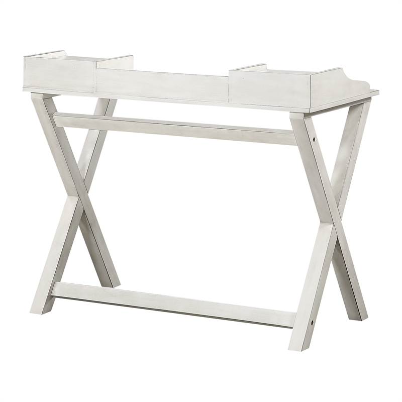 Scranton & Co Writing Desk in White Wash - Birch Veneer with X-Frame