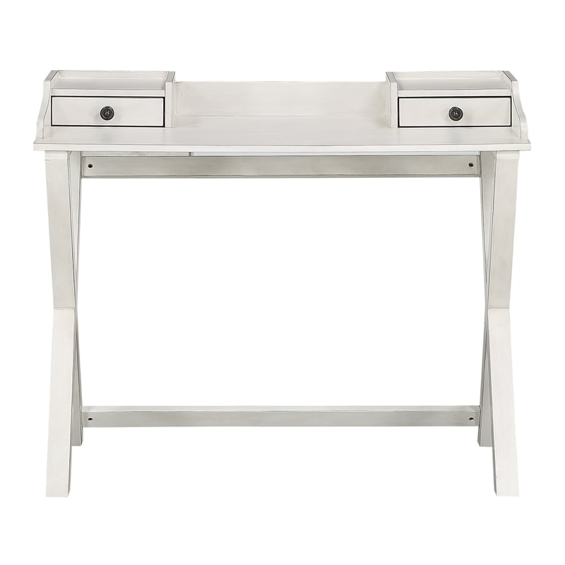 Scranton & Co Writing Desk in White Wash - Birch Veneer with X-Frame