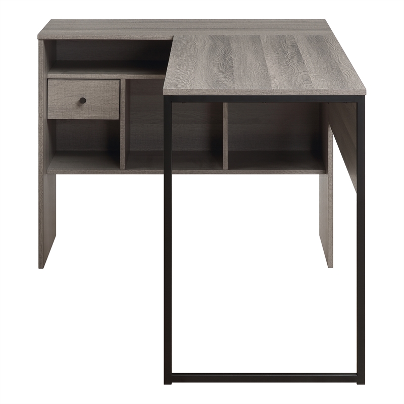 Scranton & Co Contemporary L-Shape Desk in Farm Oak Gray with Storage