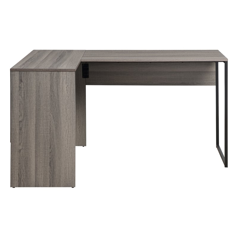 Scranton & Co Contemporary L-Shape Desk in Farm Oak Gray with Storage