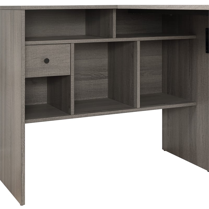 Scranton & Co Contemporary L-Shape Desk in Farm Oak Gray with Storage