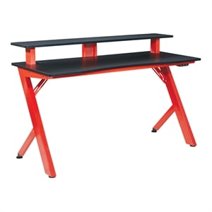 Scranton & Co Contemporary 54&quot Gaming Desk with LED Lights in Matte Red