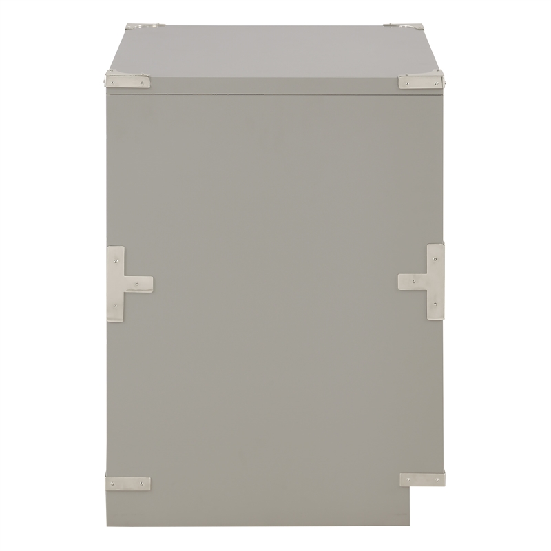 Scranton & Co 2-Drawer Engineered Wood Cabinet in Gray - Campaign Style
