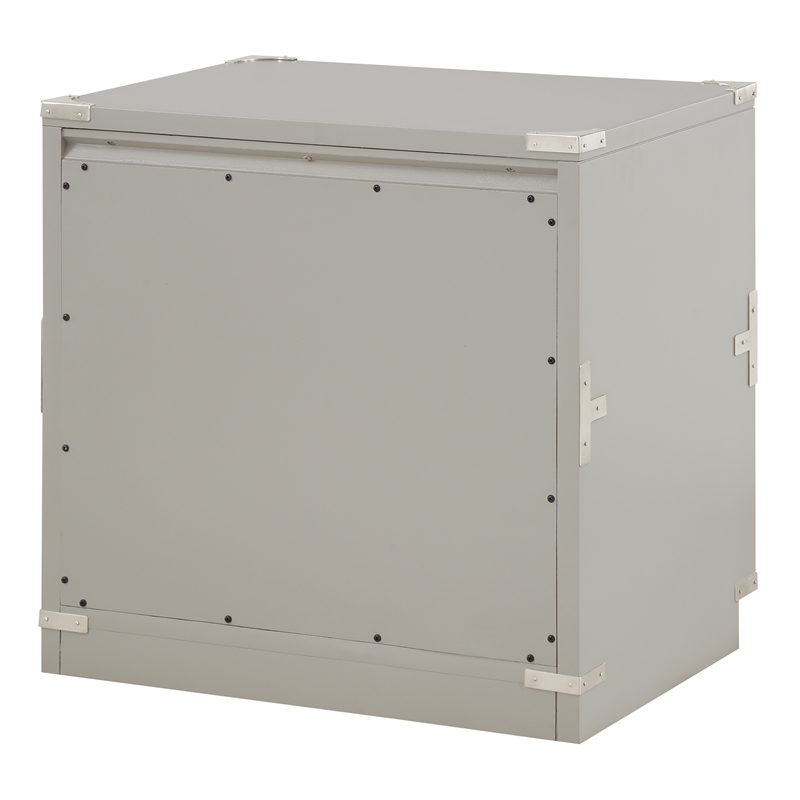 Scranton & Co 2-Drawer Engineered Wood Cabinet in Gray - Campaign Style