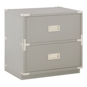 Scranton & Co 2-Drawer Engineered Wood Cabinet in Gray - Campaign Style