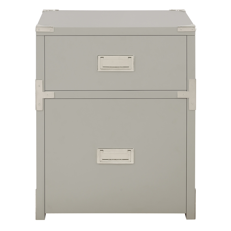 Scranton & Co Contemporary 2-Drawer File Cabinet in Gray - Campaign Style