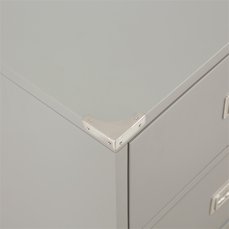 Scranton & Co Contemporary 2-Drawer File Cabinet in Gray - Campaign Style