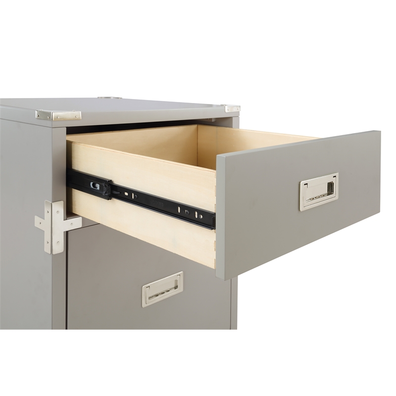 Scranton & Co Contemporary 2-Drawer File Cabinet in Gray - Campaign Style
