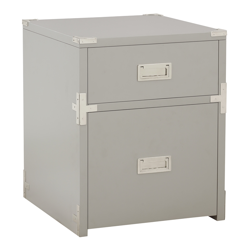 Scranton & Co Contemporary 2-Drawer File Cabinet in Gray - Campaign Style