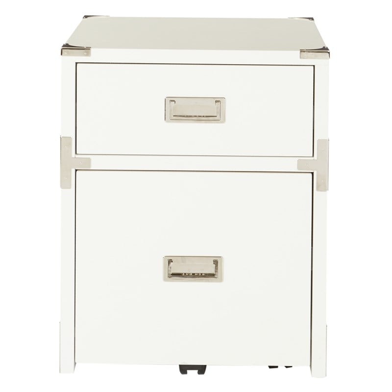 Scranton & Co 2-Drawer File Cabinet in White - Campaign Style