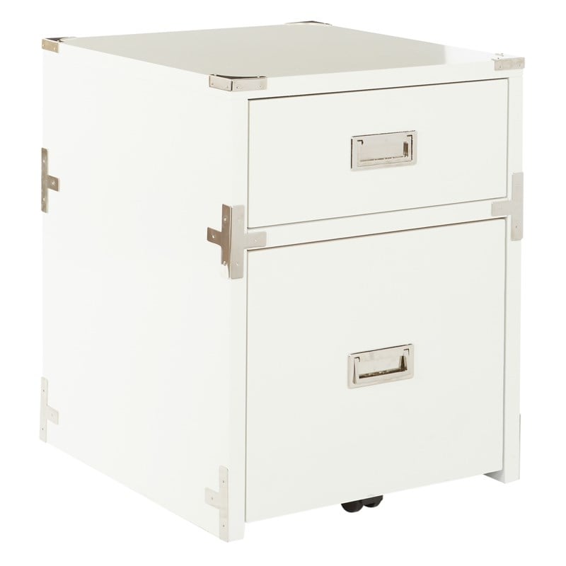 Scranton & Co 2-Drawer File Cabinet in White - Campaign Style