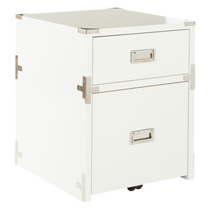 Scranton & Co 2-Drawer File Cabinet in White - Campaign Style