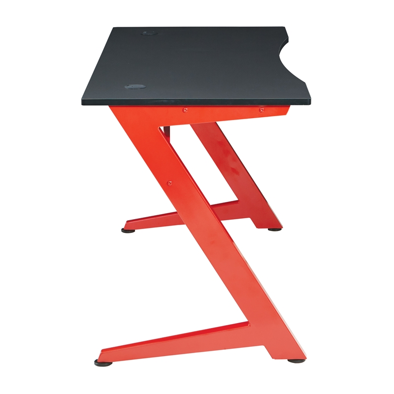 Scranton & Co Contemporary Gaming Desk with LED Lights in Matte Red