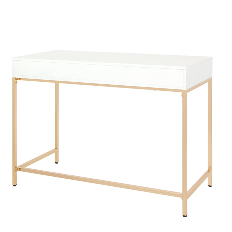 Scranton & Co Desk in White Gloss with Rose Gold Chrome Base