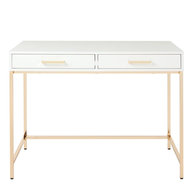 Scranton & Co Desk in White Gloss with Rose Gold Chrome Base